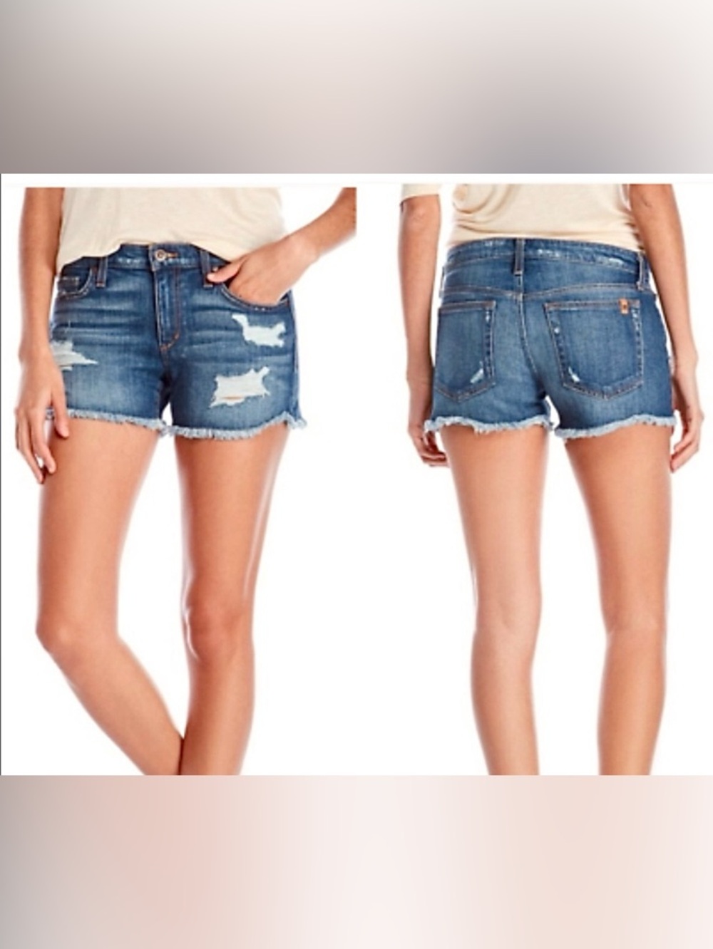 Joe's Jeans Dark Blue Distressed Denim Jean Shorts Sz 27 EUC